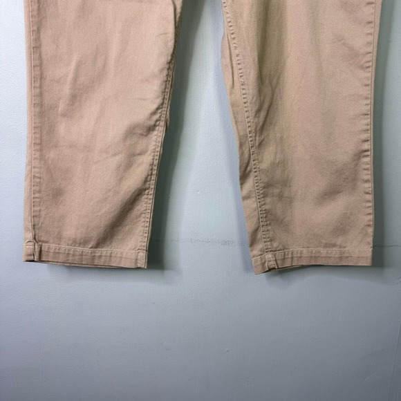Disney Parks Khaki Tan Capri Pants Blue Embroidered Mickey Mouse Women's Size 12 - Picture 8 of 12
